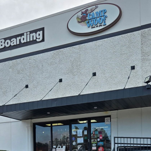 Building exterior with a sign reading 