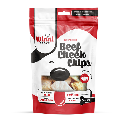 Winni Treats All-Natural Beef Dog Treats - High Protein Beef Cheek Chips for Healthy Chewing