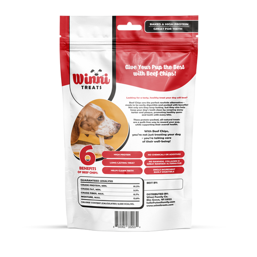 Winni Treats All-Natural Beef Dog Treats - High Protein Beef Cheek Chips for Healthy Chewing