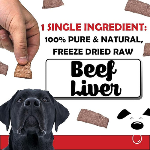 Winni Treats Freeze Dried Beef Liver Dog Treats - 100% Pure Beef, Grain-Free, Nutritious Training Treats