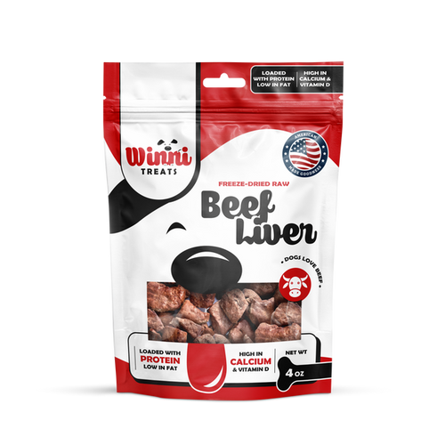 Winni Treats Freeze Dried Beef Liver Dog Treats - 100% Pure Beef, Grain-Free, Nutritious Training Treats