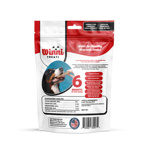 Winni Treats Natural Fish Treat for Dogs - Freeze Dried Lake Herring, High Protein & Omega-3 Rich
