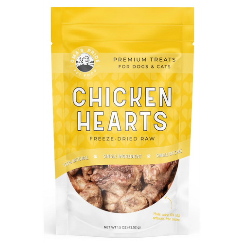 Oma's Pride Chicken Hearts Freeze-Dried Raw For Dogs & Cats