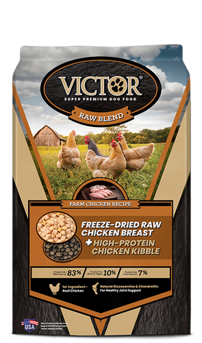 Victor Pet Food Freeze Dried Raw Blend Farm Chicken Recipe Dry Dog Food